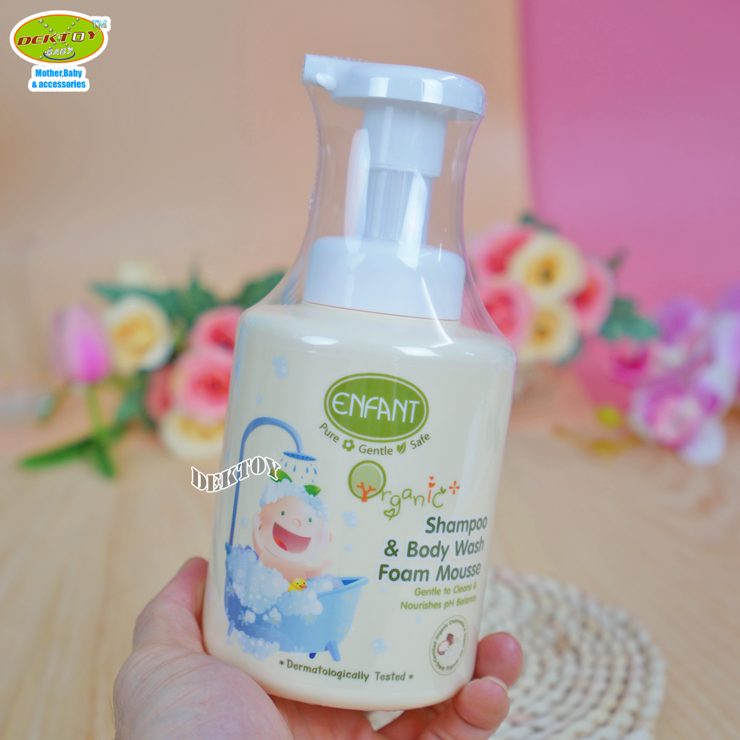 ENFANT อองฟองต์ โฟมมูสอาบน้ำสระผม ออแกนิค พลัส แชมพู แอนด์ บอดี้ วอช โฟม มูส 400 มล.