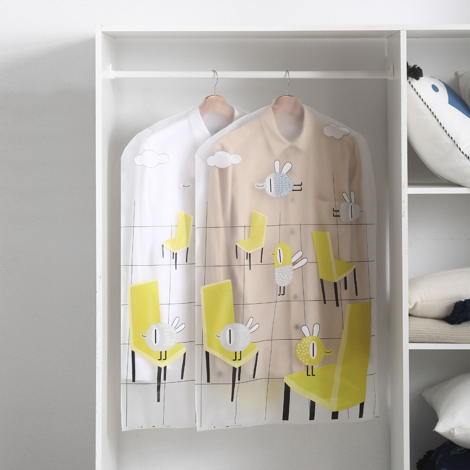 ถุงคลุมเสื้อผ้า S-60*90 / M-60*100 /L-60*120 ถุงไม้แขวนเสื้อผ้า ที่เคลุมเสื้อผ้า กันฝุ่น กันน้ำ พิมพ์ลาย