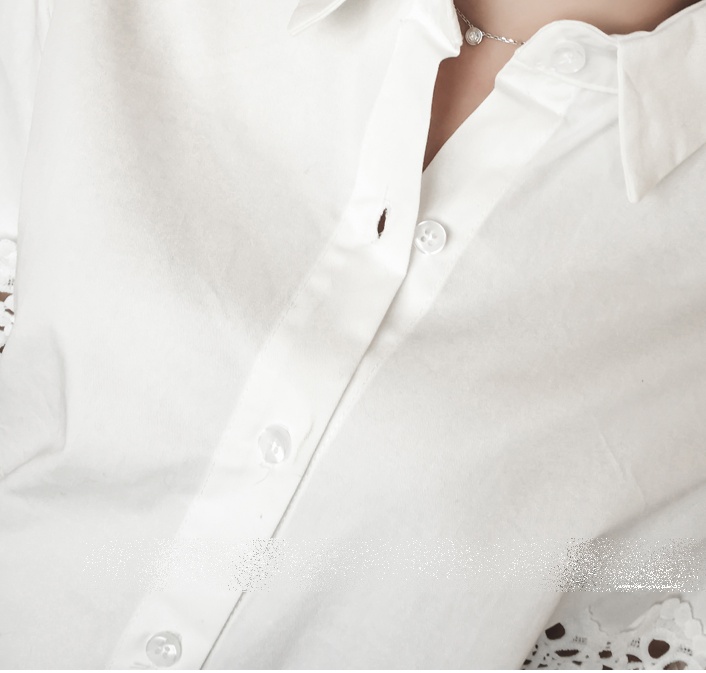 เสื้อเซิ๊ต คอปก แขนยาว ตัดต่อลูกไม้ที่แขน ตามรูป