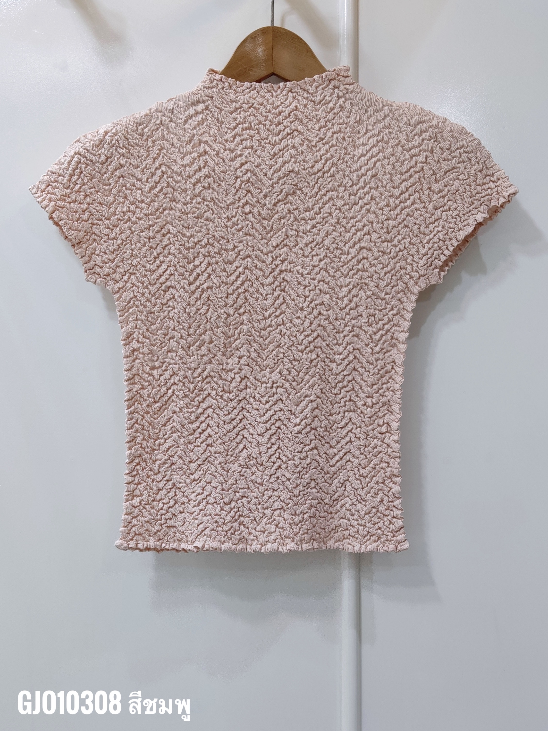 ปรับราคาลง20%!! 2MUAY GJO10308 เสื้ออัดพลีท HIGH NECK CRINKLE PLEATED TOP 6 สี FREE SIZE