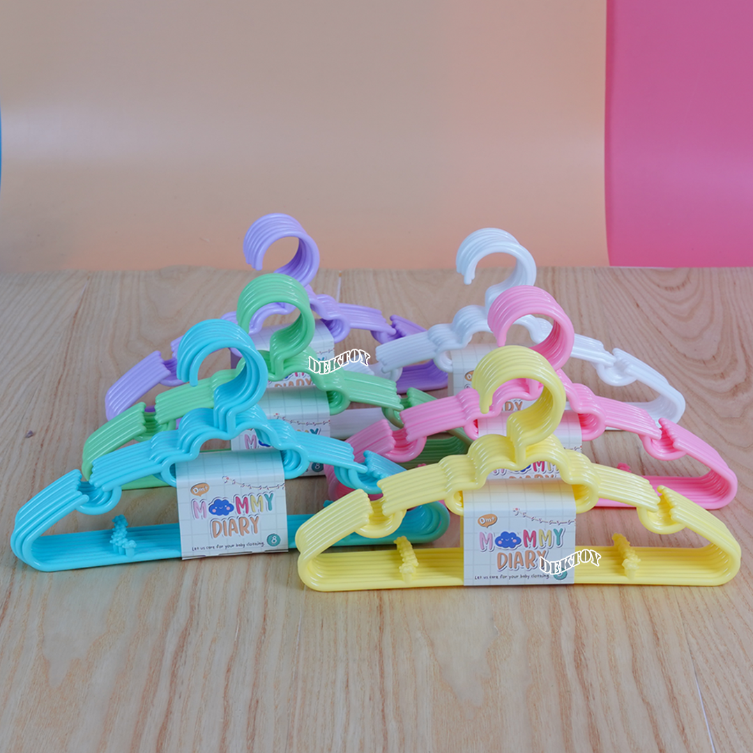MommyDiary ไม้แขวนเสื้อเด็ก ไม้แขวนผ้าเด็ก 1 แพ็คมี 8 ชิ้น