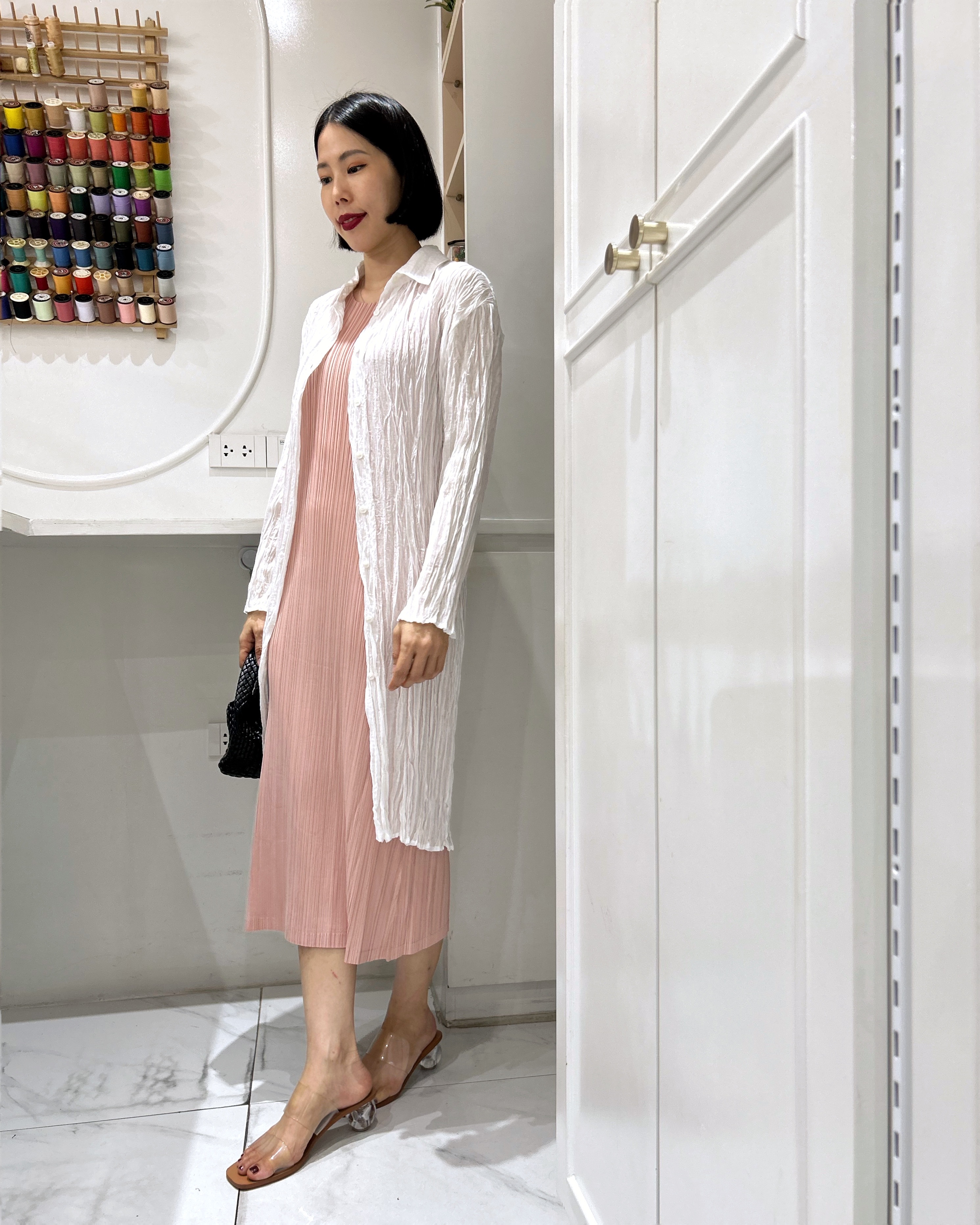 ปรับราคาลง20%!! 2MUAY รุ่น GJO10364 เสื้ออัดพลีทคุณภาพ LONG SLEEVE SHIRT COLLAR CRINKLE PLEATED TOP 4 สี FREE SIZE