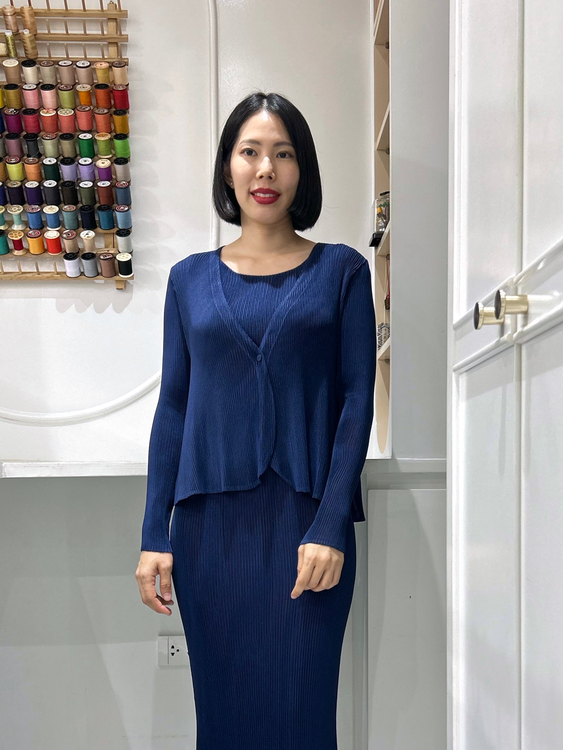 2MUAY รุ่น GJO11301 เสื้อคลุมอัดพลีท OPEN FRONT DOUBLE PLEATED CARDIGAN 7 สี FREE SIZE