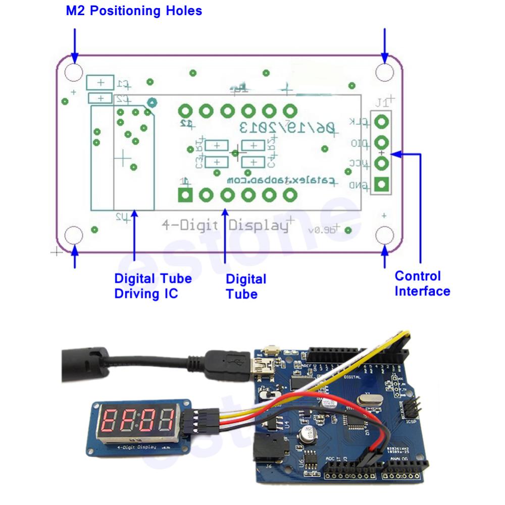 โมดูลแสดงผลตัวเลข 4 หลัก LED Time Clock Module For Arduino 0.36" TM1637