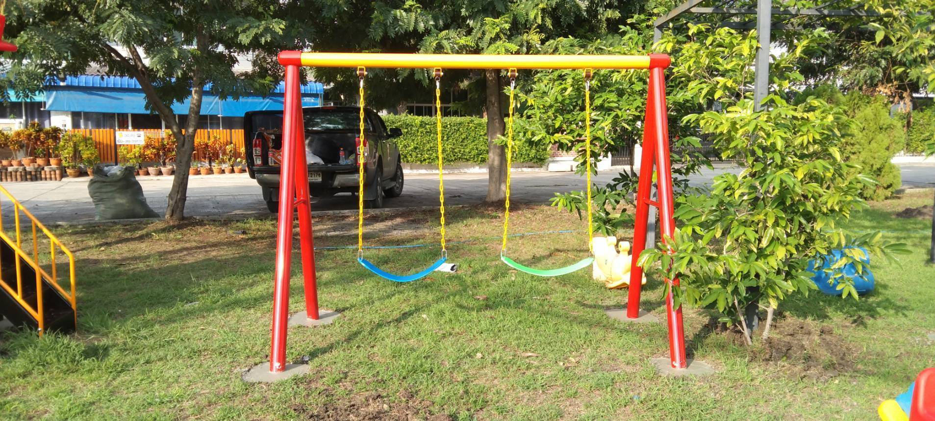 ชิงช้า2ที่นั่ง, เครื่องเล่นสนามเหล็กนำเข้า, ของเล่นสนาม, เครื่องเล่นสนามกลางแจ้ง พร้อมส่ง