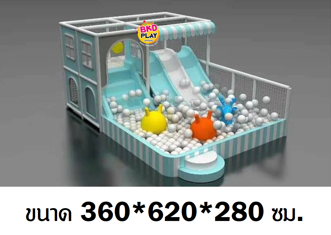 บ้านบอลเด็ก ชุดบ้านพาสเทล3สไลด์ บ่อบอลนุ่มนิ่ม เครื่องเล่นสนามในร่ม indoor Playground รับผลิตบ้านบอลตามสีธีม