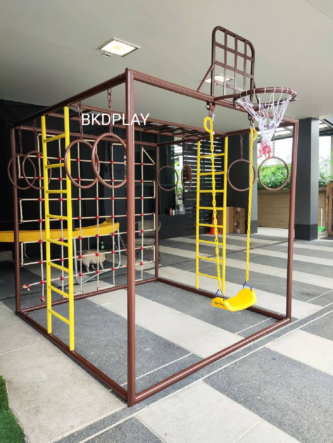 ลูกเต๋าปีนป่าย ชุดรวมปีนป่ายสี่เหลี่ยมA2 ปีนป่ายเชือก พร้อมบาร์โหน บาร์ไต่ ชิงช้า เครื่องเล่นสนามเหล็ก เครื่องเล่นสนามกลางแจ้ง OutdoorPlayground