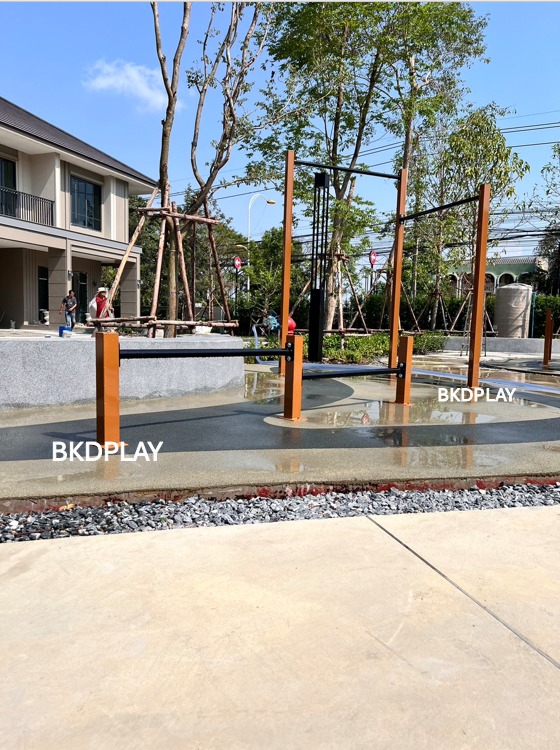 เครื่องออกกำลังกายกลางแจ้ง อุปกรณ์คานดันพื้นคู่ ลานกีฬาอเนกประสงค์ สนามกีฬา ผลิตในไทย สั่งทำตามสีที่ต้องการได้