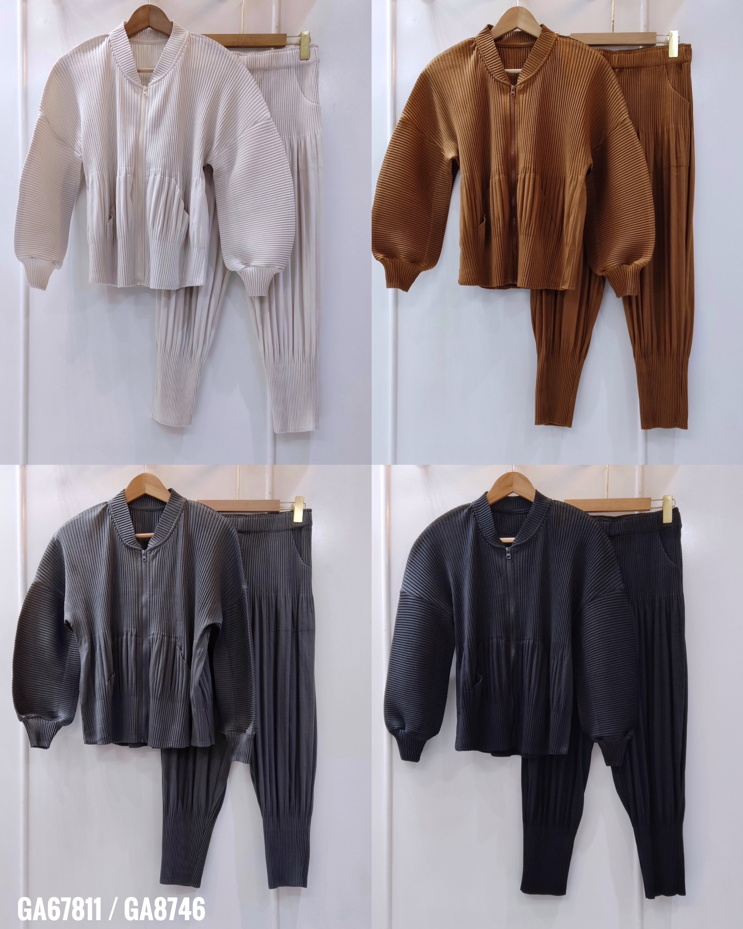 2MUAY รุ่น GA67811 / GA8746 THICK CARDIGAN ZIP FRONT PLEATED SET 4สี FREE SIZE