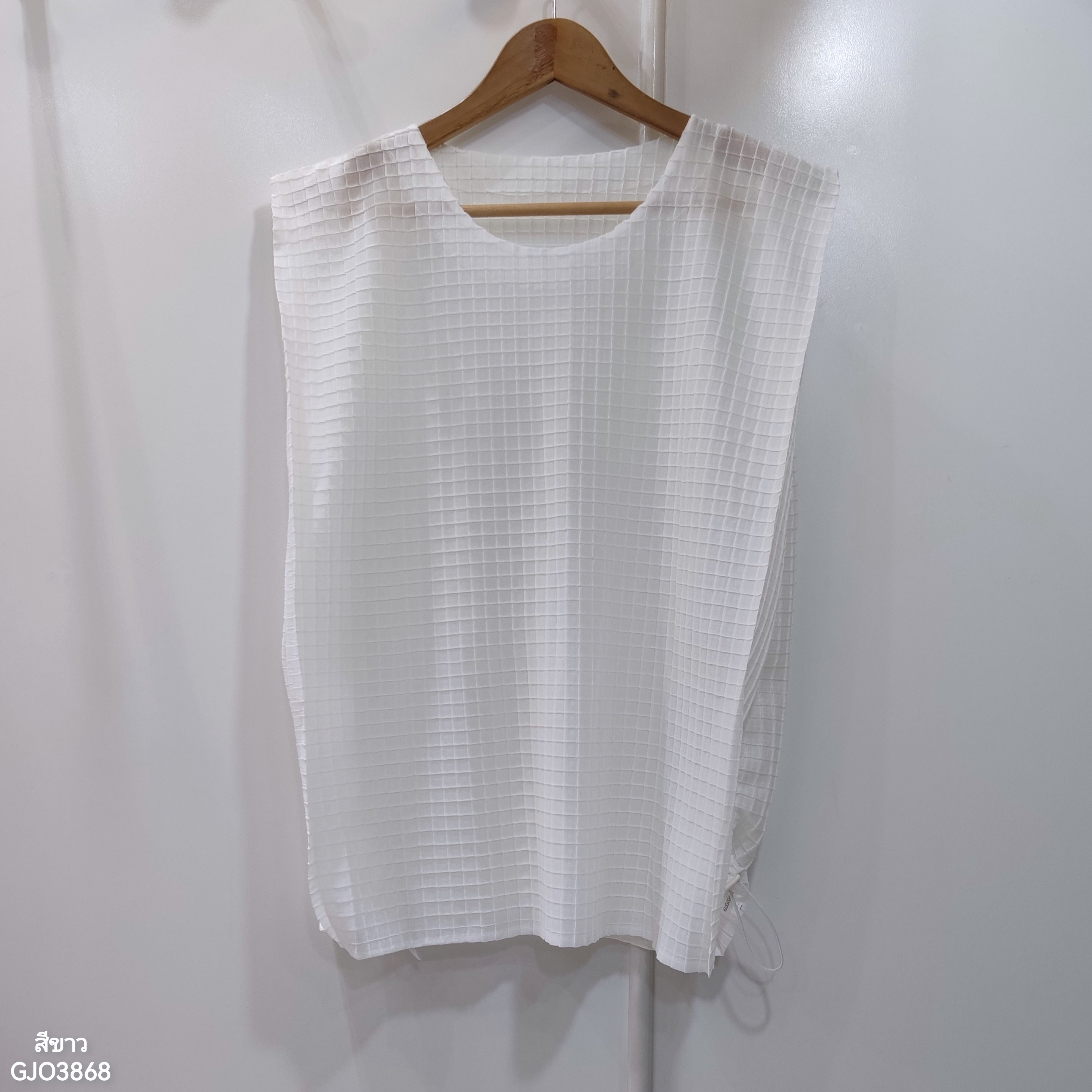 ปรับราคาลง20%!! 2MUAY รุ่น GJO3868 เสื้อพลีททรง OVER SIZE ปรับขนาดได้ SLEEVELESS SQUARE PLEATED TOP 9 สี FREE SIZE