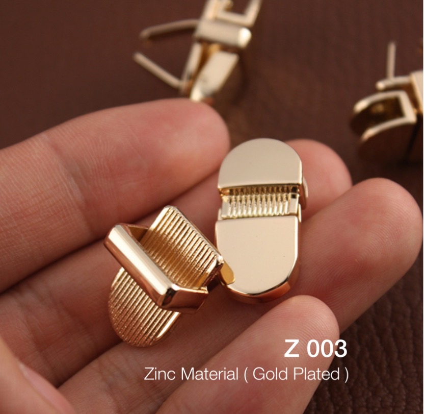 Z003 อะไหล่ล็อกกระเป๋า งานชุบสีทอง ราคาต่อชุด #อะไหล่กระเป๋า #leatherbrass