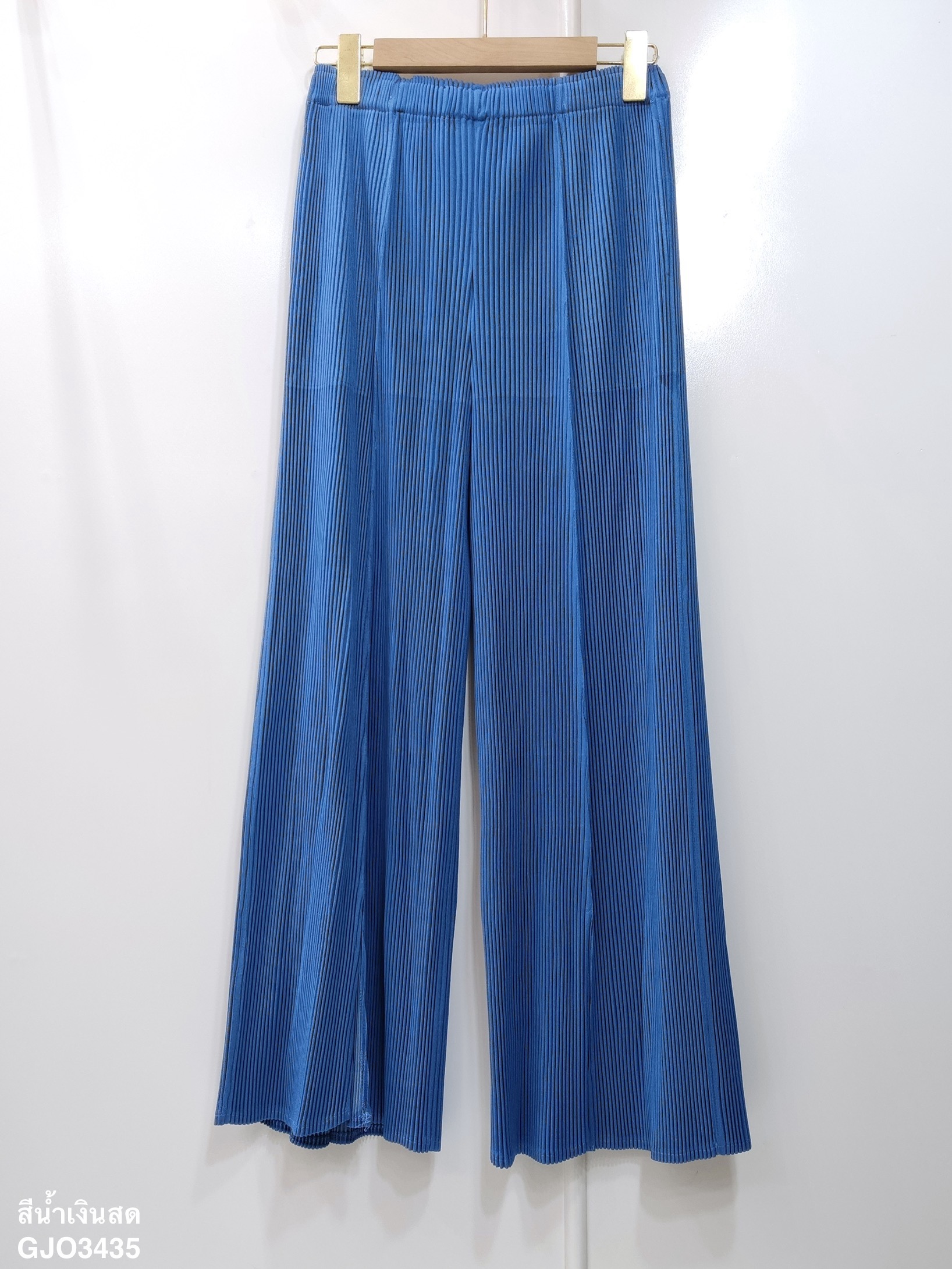 ยาว 37 นิ้ว 2MUAY รุ่น GJO3435 กางเกงพลีทคุณภาพ THICK WIDE LEG SPLIT FRONT PLEATED PANTS 10 สี FREE SIZE