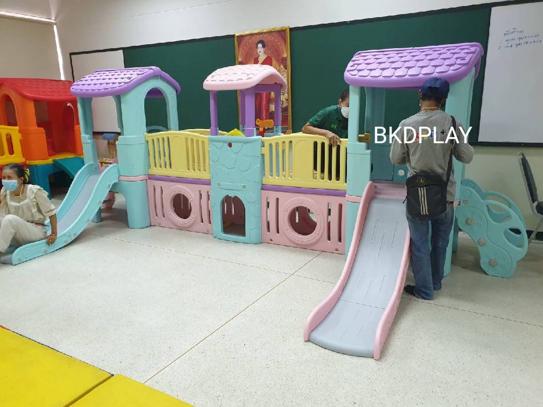 บ้านสไลเดอร์3ป้อม พร้อมบันได, สีหวาน สไลเดอร์2ทาง ,บ้านเด็กเล่น, กระดานลื่นพลาสติก ของเล่นเด็ก, เครื่องเล่นสนามกลางแจ้ง ,outdoorplayground พร้อมส่ง
