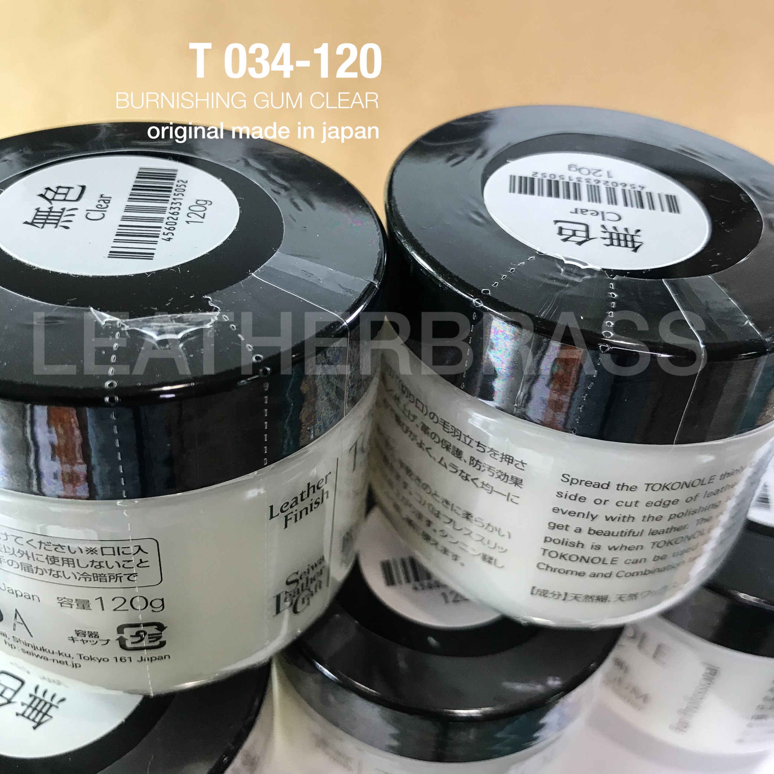 T034-120 Gum กระปุก ขนาด 120 กรัม น้ำยาขัดขอบ สีใส ยี่ห้อ Seiwa Tokonole อุปกรณ์งานหนัง**ราคาต่อกระปุก**