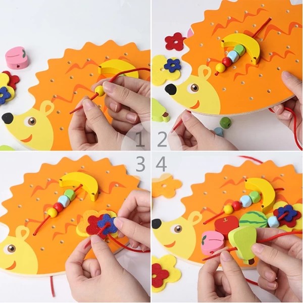 เม่นน้อยร้อยเชือกขนผลไม้, ของเล่น,ร้อยเชือก,เม่นน้อย,,ของเล่นไม้,ของเล่นเสริมทักษะการเรียนรู้, ของเล่นเสริมพัฒนาการเด็กอนุบาล, สื่อการสอนปฐมวัย, พร้อมส่ง