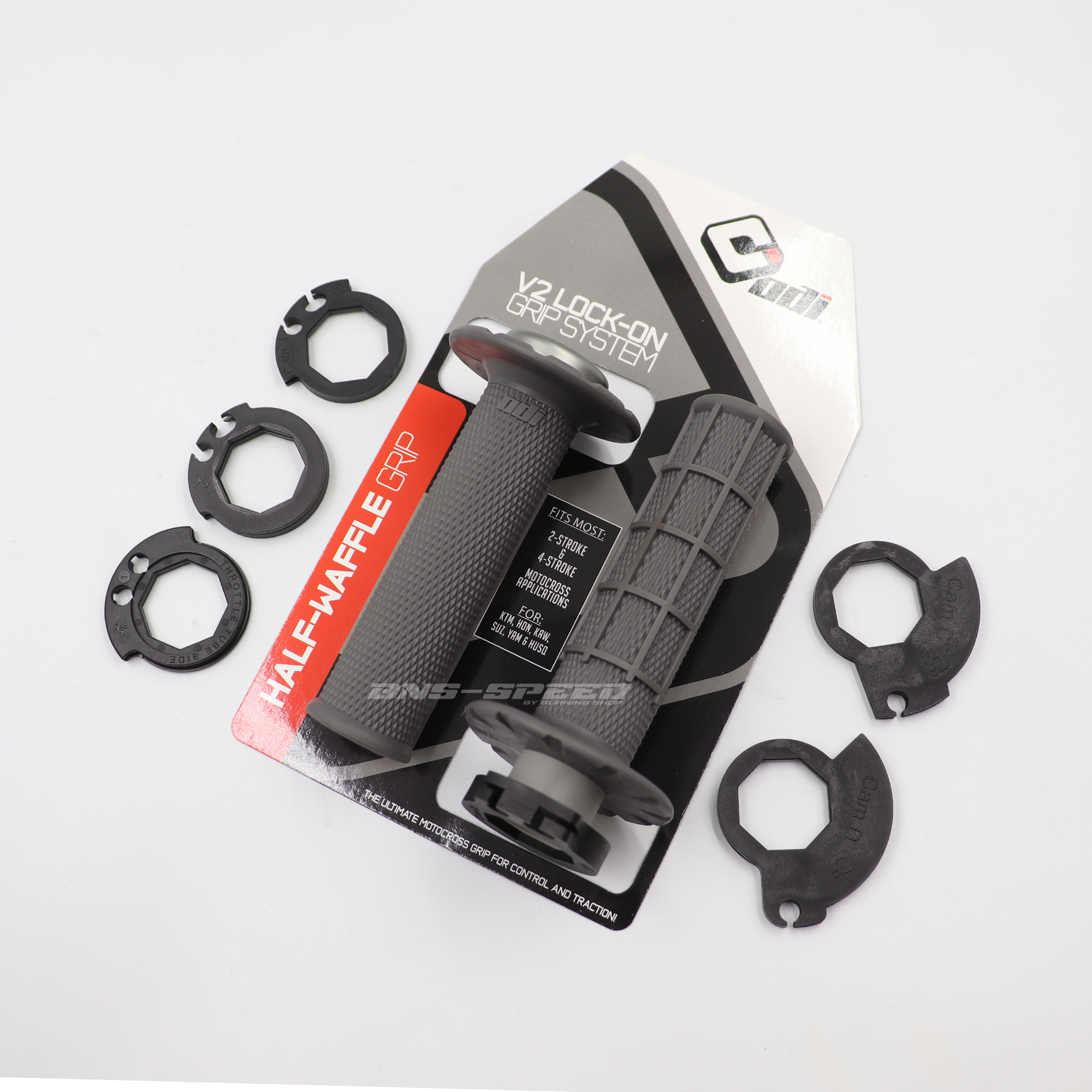 ปลอกแฮนด์ ODI Grip Half Waffle V2 Lock-On Graphite/Grey