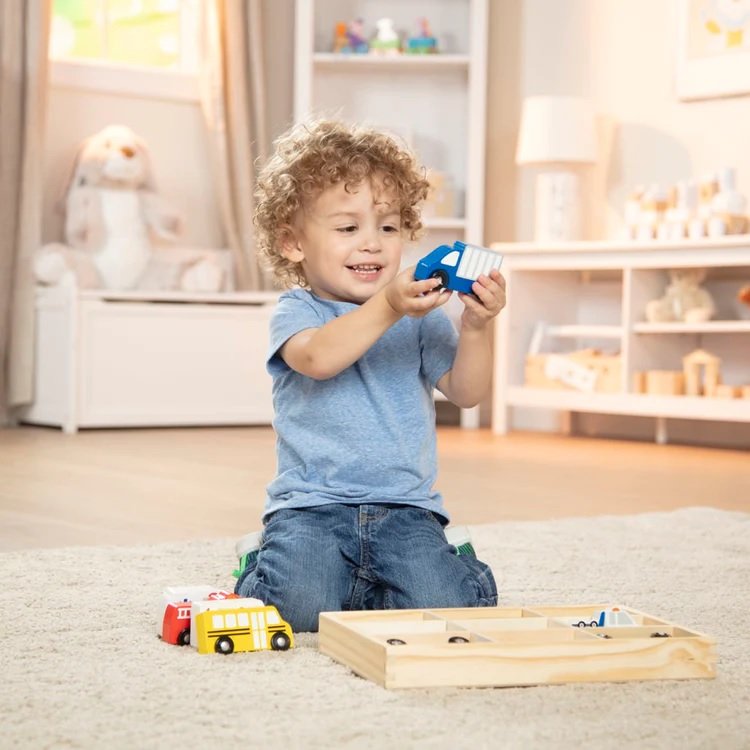 ชุดรถของเมือง Utility Vehicles รถของเล่น Melissa & Doug Wooden Town Vehicles รุ่น 3170 ของเล่นเสริมพัฒนาการเด็ก