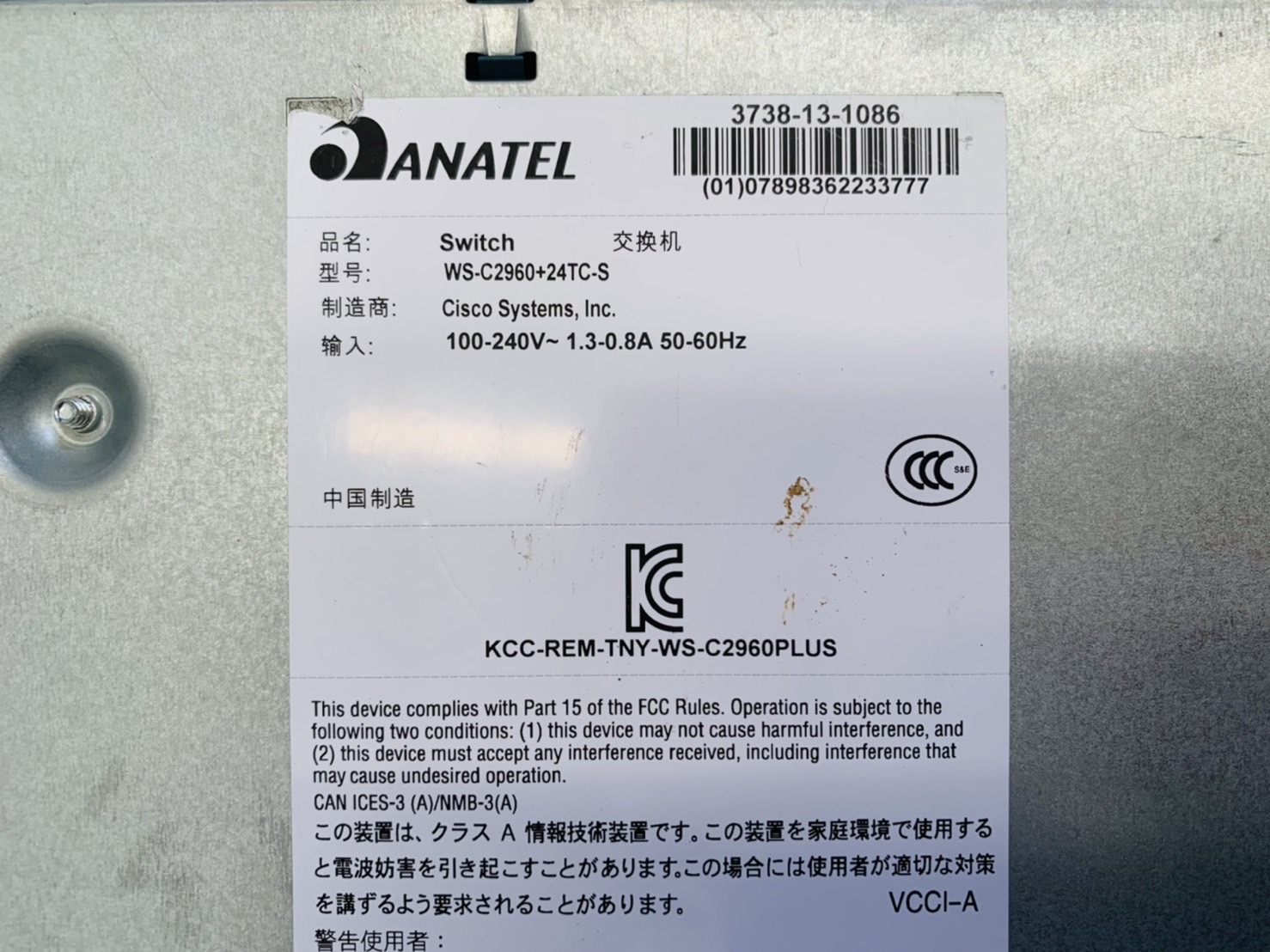 สวิตซ์ Switch Cisco Catalyst 2960 Plus 24 Port [WS-C2960+24TC-S] 24 10/100 + 2 T/SFP LAN Lite