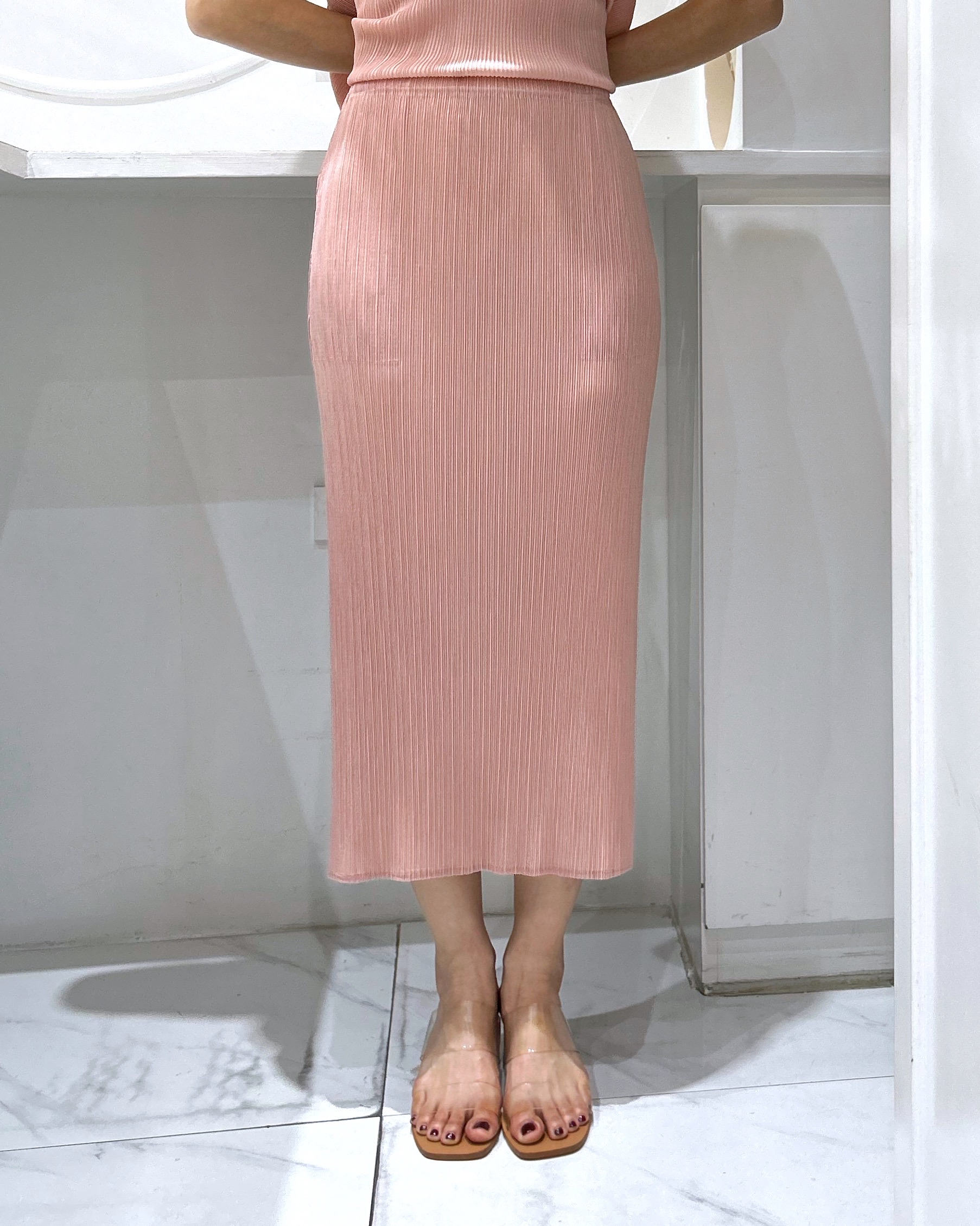 2MUAY รุ่น GJO11524 กระโปรงอัดพลีท STRAIGHT PLEATED MIDI SKIRT 10 สี FREE SIZE