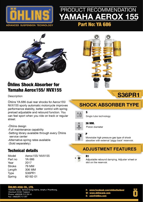 Ohlins YA686 STX 46 Yamaha NVX155/Aerox 155 2017-2018