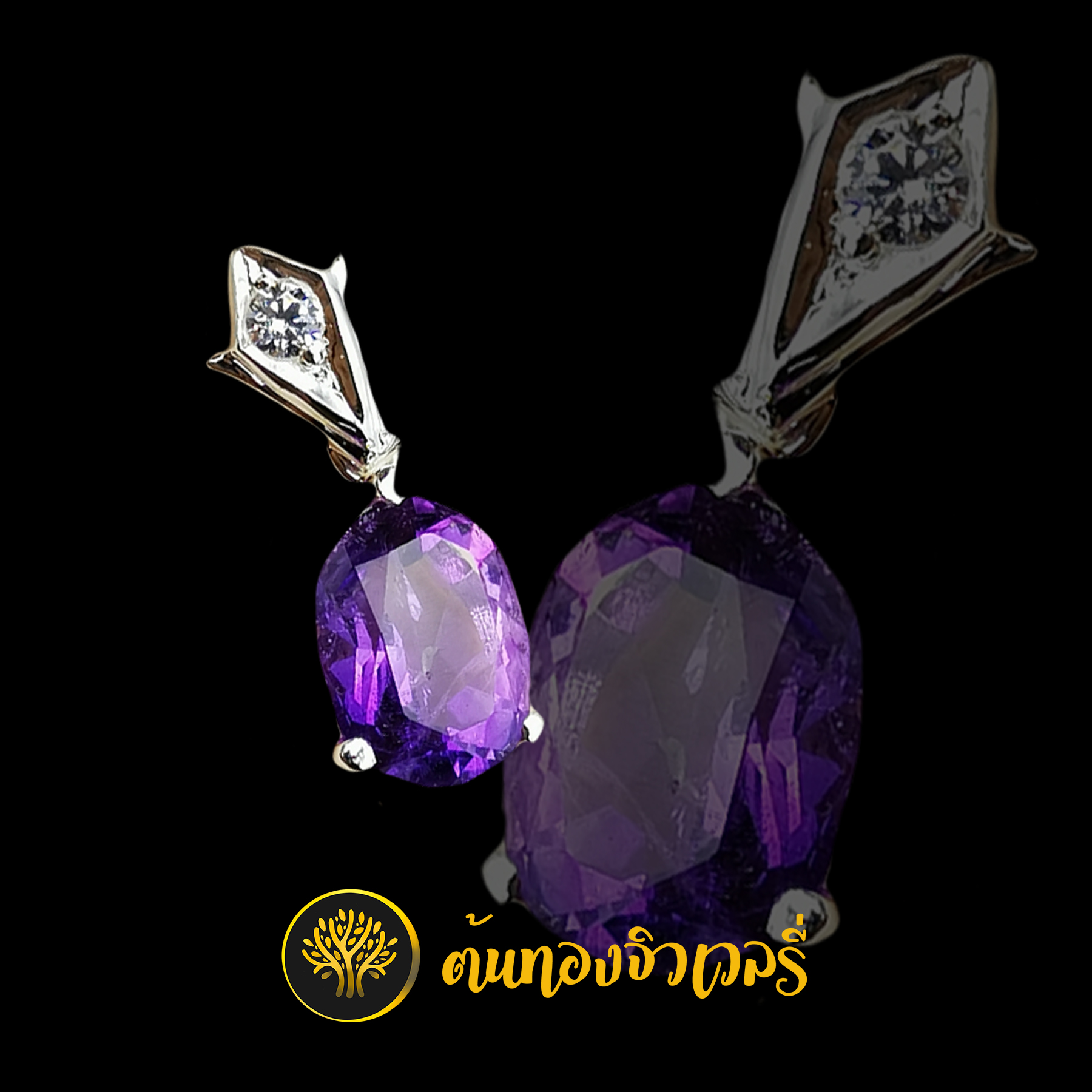 จี้พลอยม่วง ห่วงฝังเพชร อันเล็กๆ สวยโดนใจใครหลายคนแน่นอนครับ
