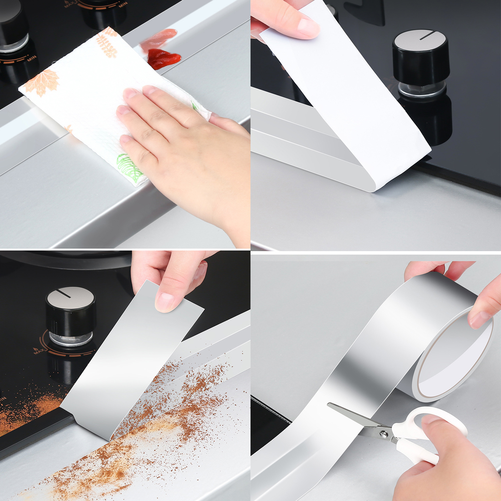 เทปฟอยล์แบบบาง มี2ขนาด 0.06mm(5cmx10m) / 0.1mm(3x10m) ปิดรอยกระเบือง เคาท์เตอร์ครัว เตาแถ๊ส กันคม