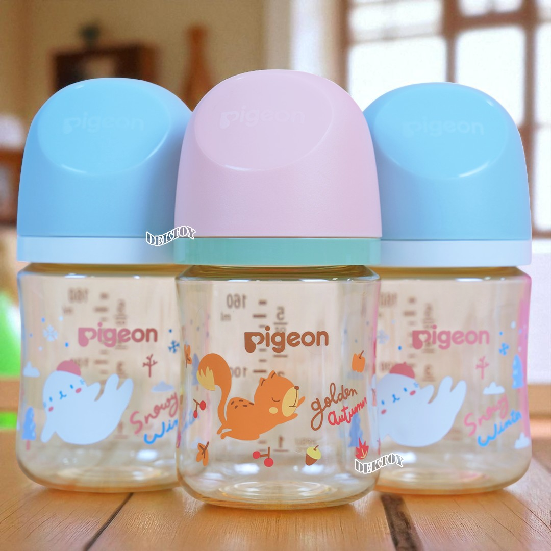 Pigeon พีเจ้น ขวดนมพีเจ้นสีชา PPSU 5 และ 8 ออนซ์ คอกว้างแพ็ค3ขวด ออทั่ม&วินเทอร์