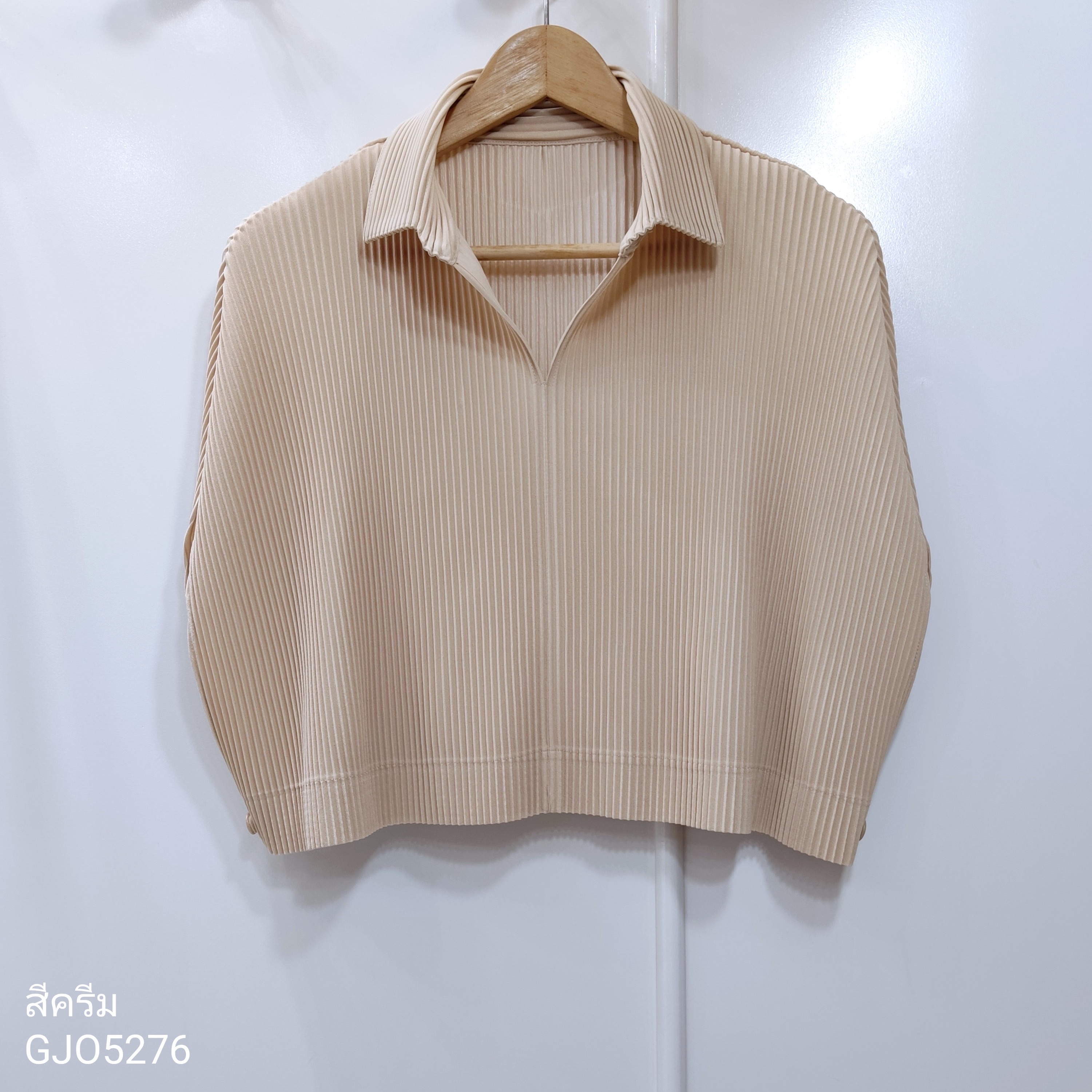 2MUAY รุ่น GJO5276 เสื้อคลุมพลีทคุณภาพ THICK COLLAR CAPE PLEATED CARDIGAN 7 สี FREE SIZE