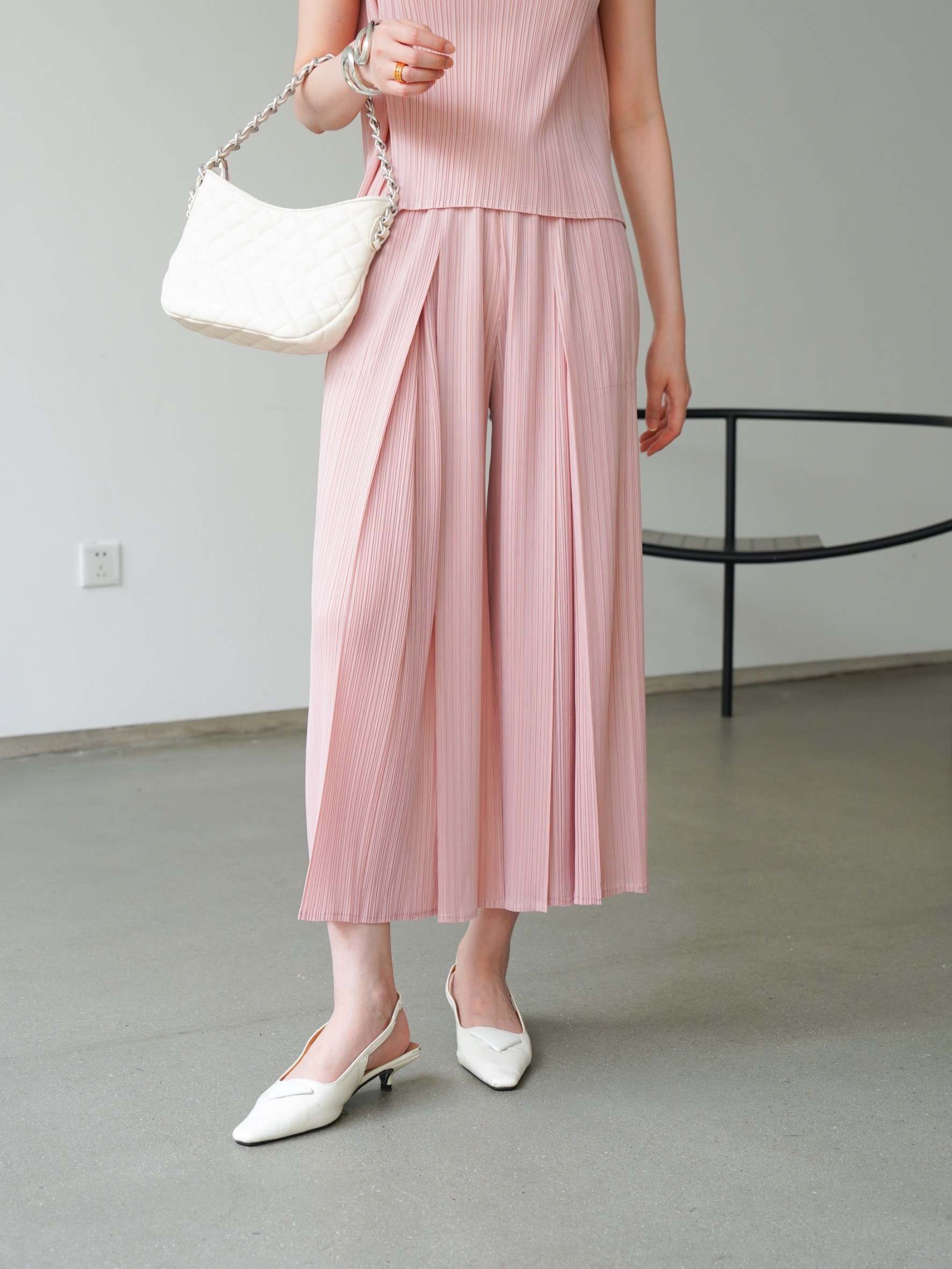 ปรับราคาลง20%!! ยาว 36.5นิ้ว 2MUAY รุ่น GJO3892-9 กางเกงพลีทคุณภาพ WIDE LEG PLEATED PANTS 10 สี FREE SIZE