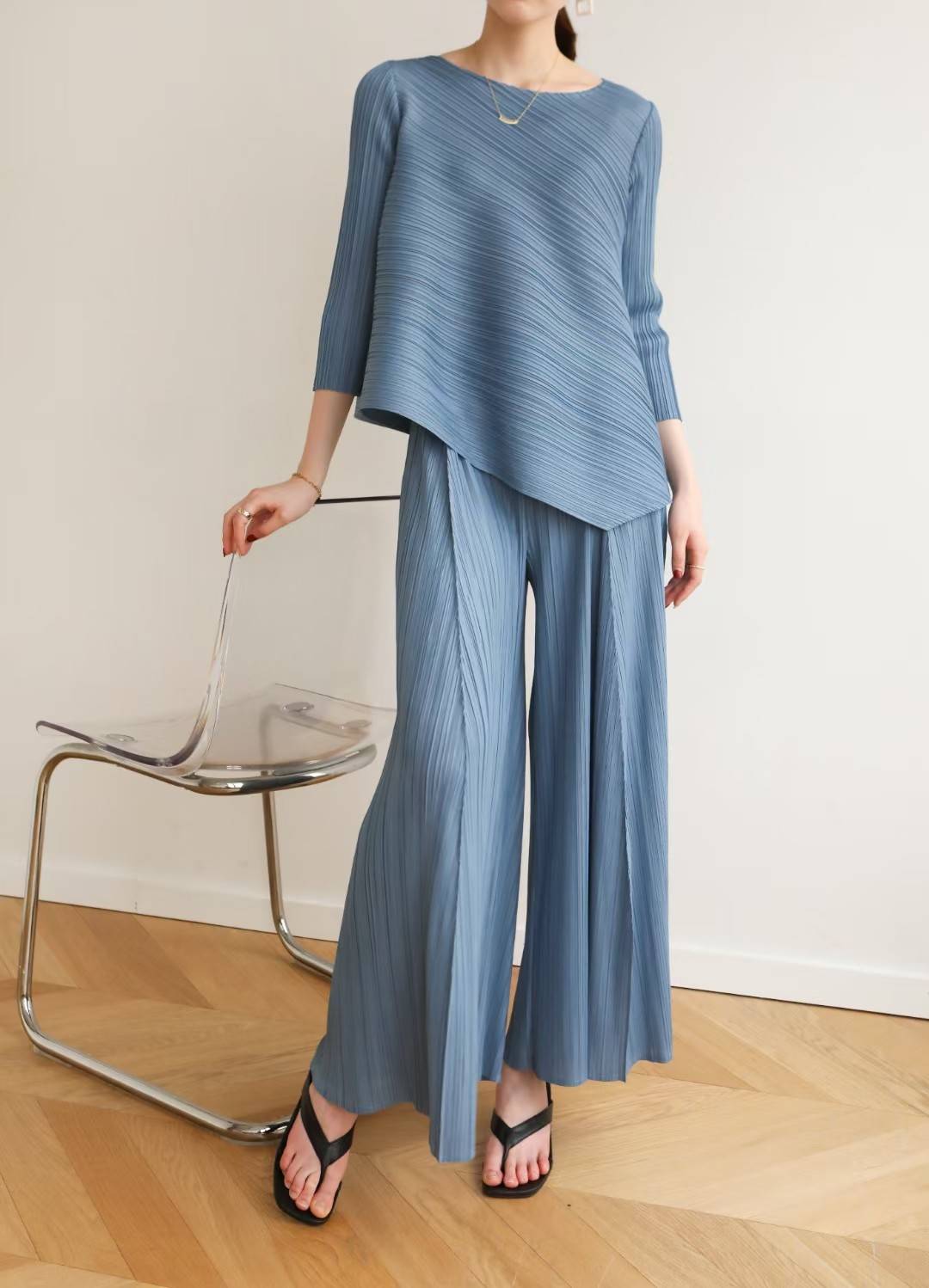 กก ยาว 37.5นิ้ว 2MUAY รุ่น GJO7161 / GJO6972 ASYMMETRIC PLEATED SET ชุดอัดพลีท เซ็ตพลีทคุณภาพ 5สี FREE SIZE