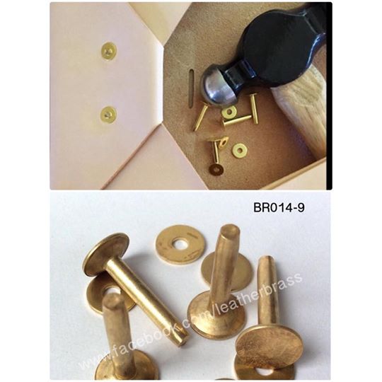 BR014 รีเวท Rivet Brass อะไหล่สำหรับงานกระเป๋าหรือ **แพ็คบรรจุ25ชิ้น*** เนื้อทองเหลืองแท้ leatherbrass