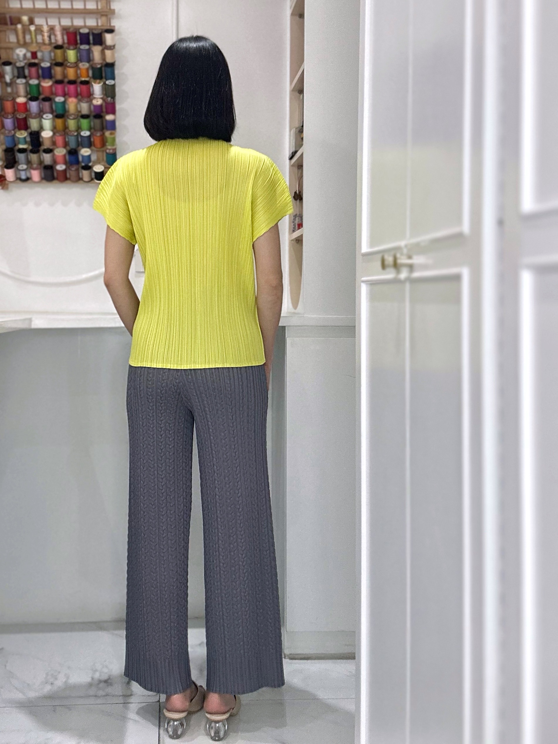 2MUAY รุ่น GJO1616 เสื้อพลีทคุณภาพ HIGH NECK SHORT SLEEVE PLEATED TOP 15 สี FREE SIZE