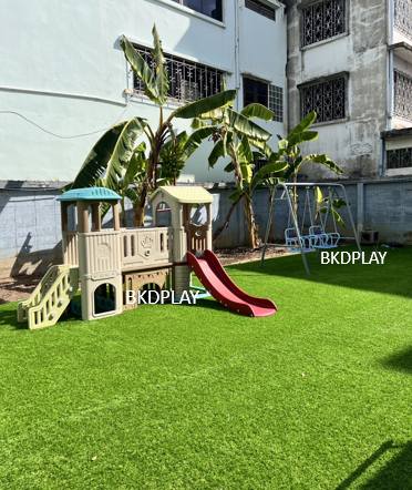 บ้านสไลเดอร์ สีครีมคริสมาสต์ บ้านเด็ก บ้านน้อย2 ชั้น กระดานลื่นพลาสติก เครื่องเล่นสนาม พร้อมส่ง