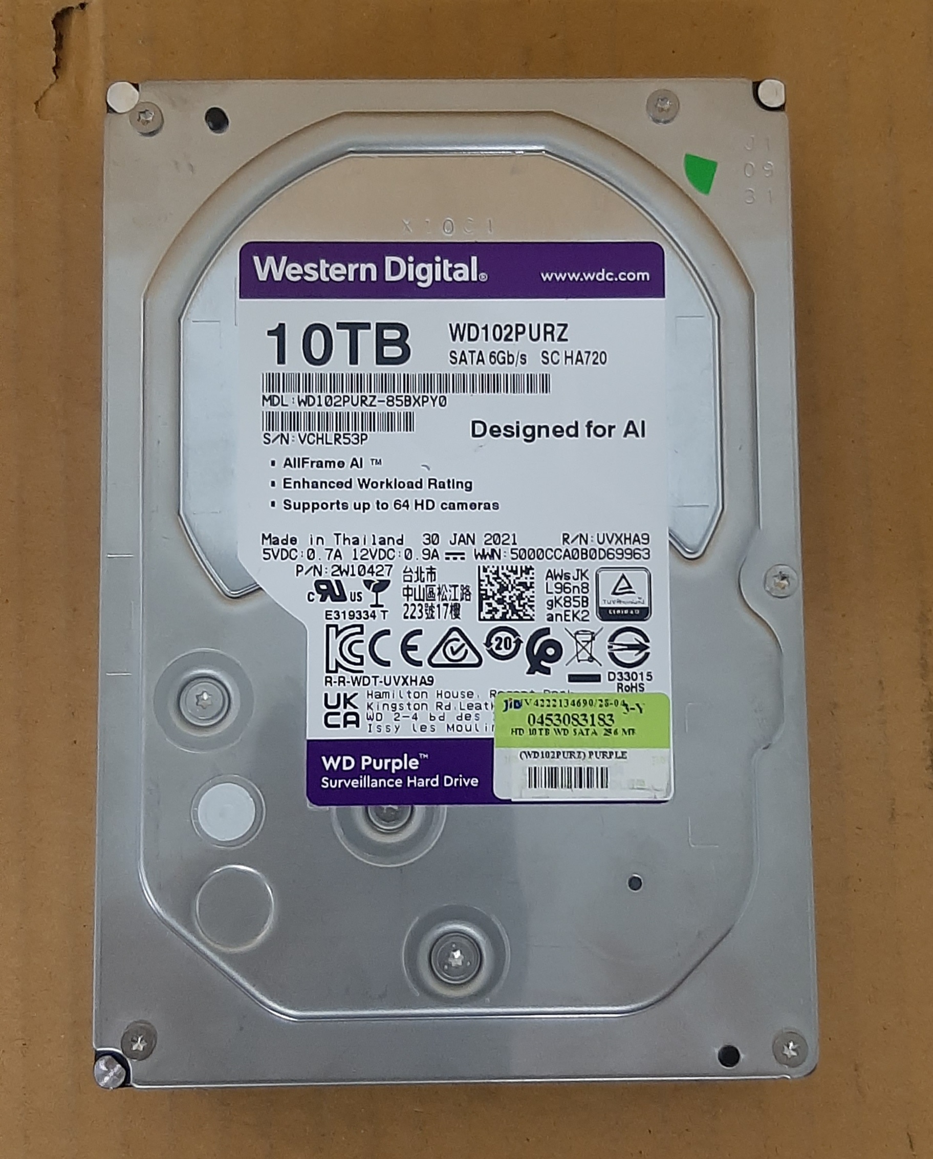 HDD มือสอง WD Purple 10TB มีประกันร้าน 1เดือน ราคาพิเศษ มีเก็บปลายทาง ฟรีค่าจัดส่งทันที!!