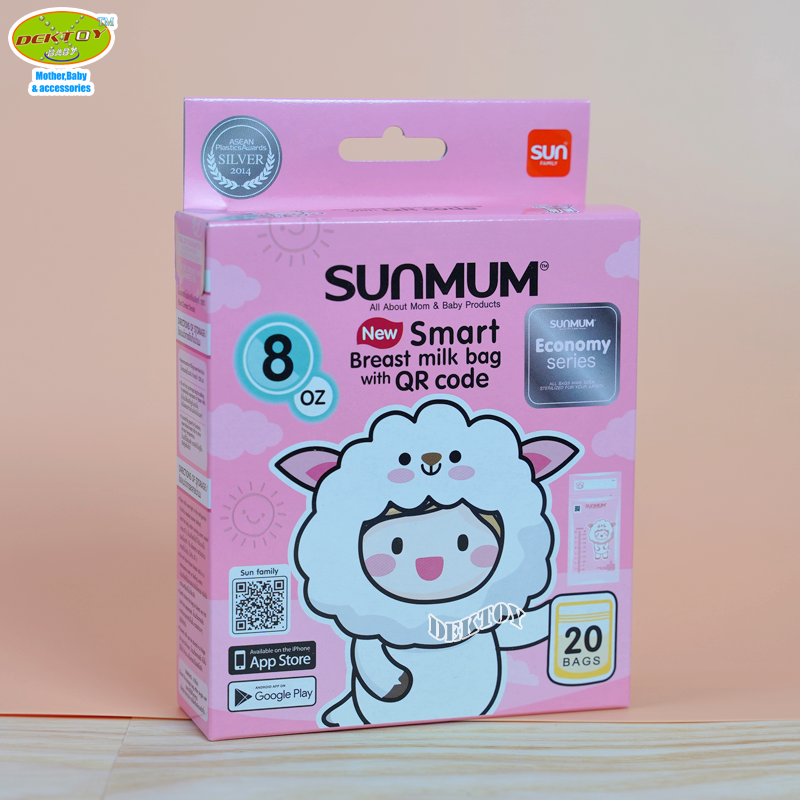 1 กล่อง Sunmum ซันมัม ถุงเก็บน้ำนมซันมัม 8 ออนซ์ รุ่น Economy 1 กล่องบรรจุ 20 ใบ