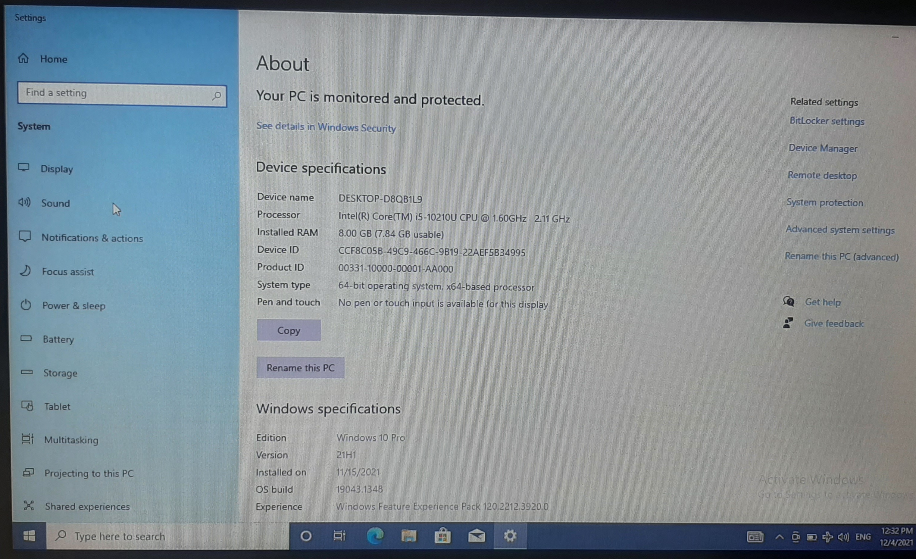 โน๊ตบุ๊คมือสอง ประกันร้าน สภาพดี HP Probook 440 G7 (i5-10210U Ram8GB HDD1TB) พร้อม Adapter