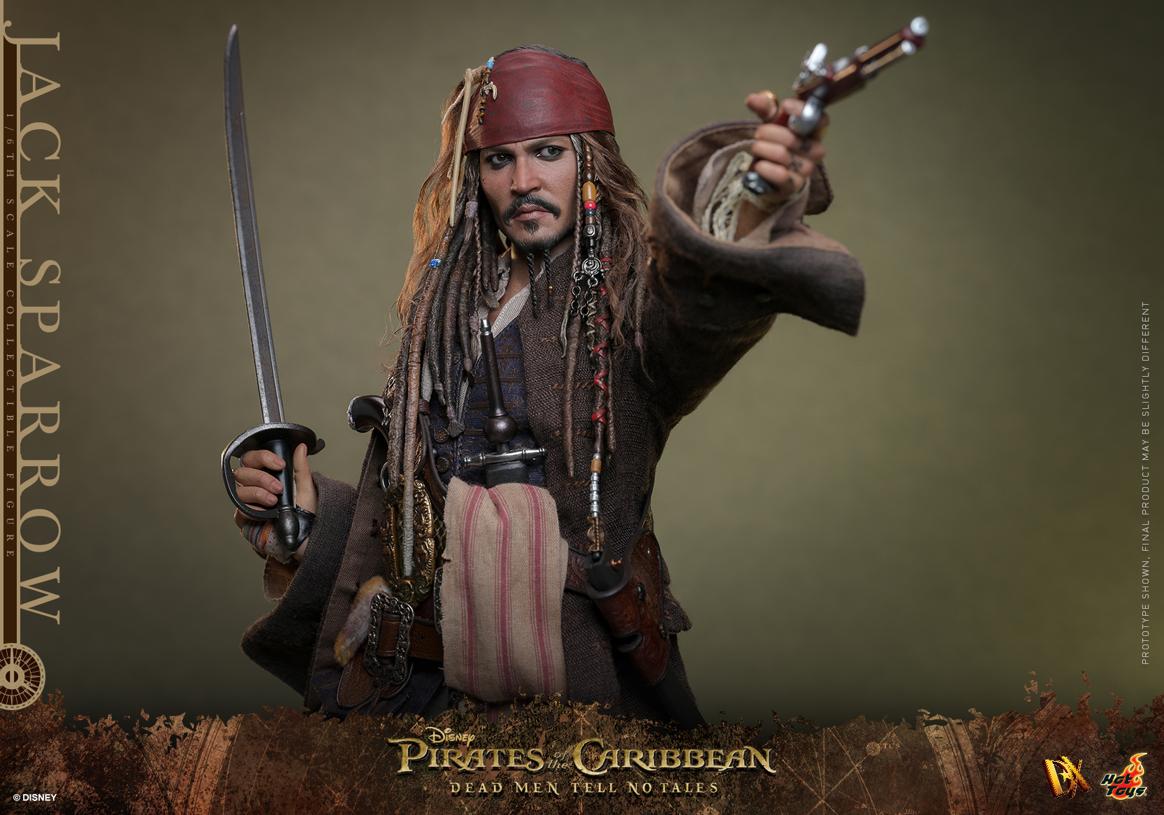 [พร้อมส่ง]Hot Toys 1/6 : Pirates of the Caribbean : Dead Men Tell No Tales - Jack Sparrow - DX38 : (Deluxe Version)(กล่องทะลุ)