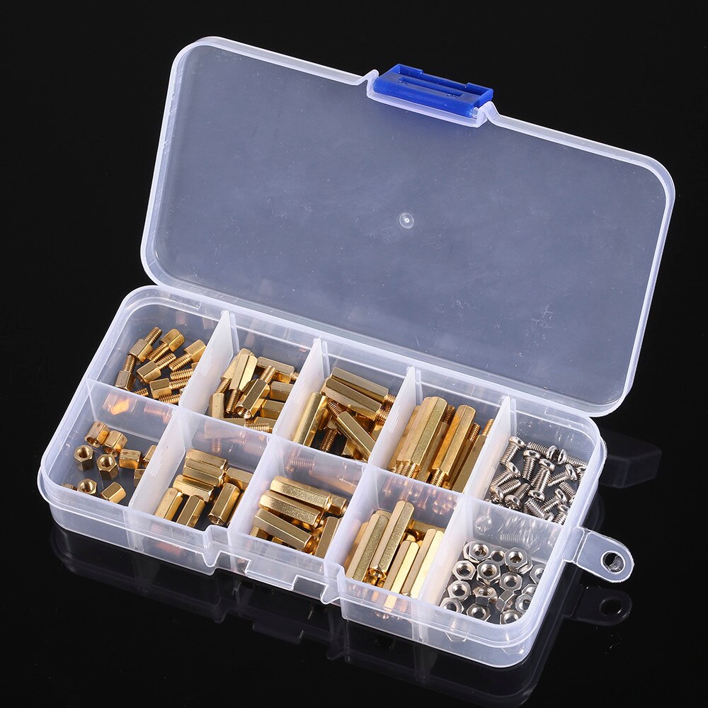 ชุดเสาทองเหลือง 120pcs box set M3 stainless steel screws and nuts brass hexagonal copper column pillar spacer combination
