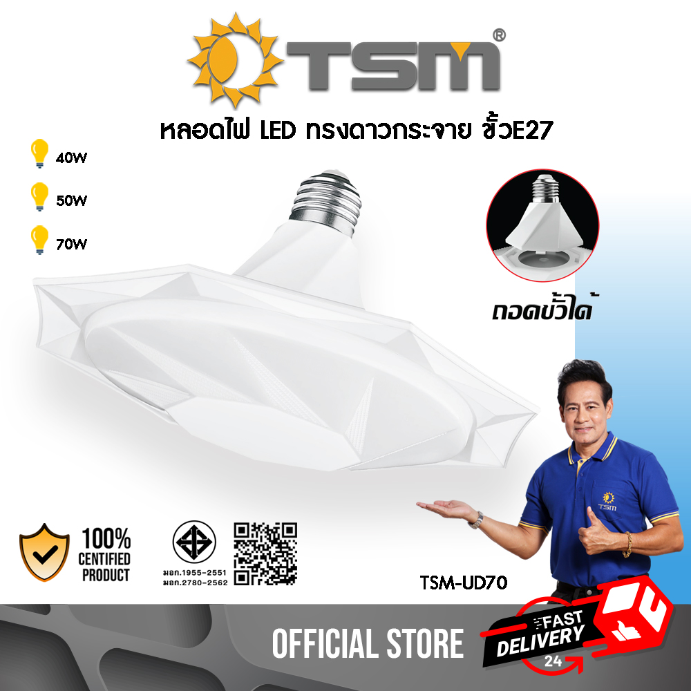 หลอดไฟทรงดาวกระจาย หลอดไฟ LED E27 ใช้งานได้หลากหลาย ทั้งติดเพดาน และห้อยกับขั้ว E27