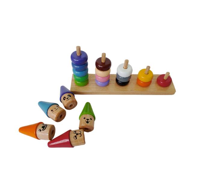 ตัวตลกใส่หมวกสวมหลัก12สี15ชิ้น โดนัทใส่หลัก ของเล่นเสริมพัฒนาการเด็ก ฝึกกล้ามเนื้อมัดเล็ก สมาธิ พร้อมส่ง