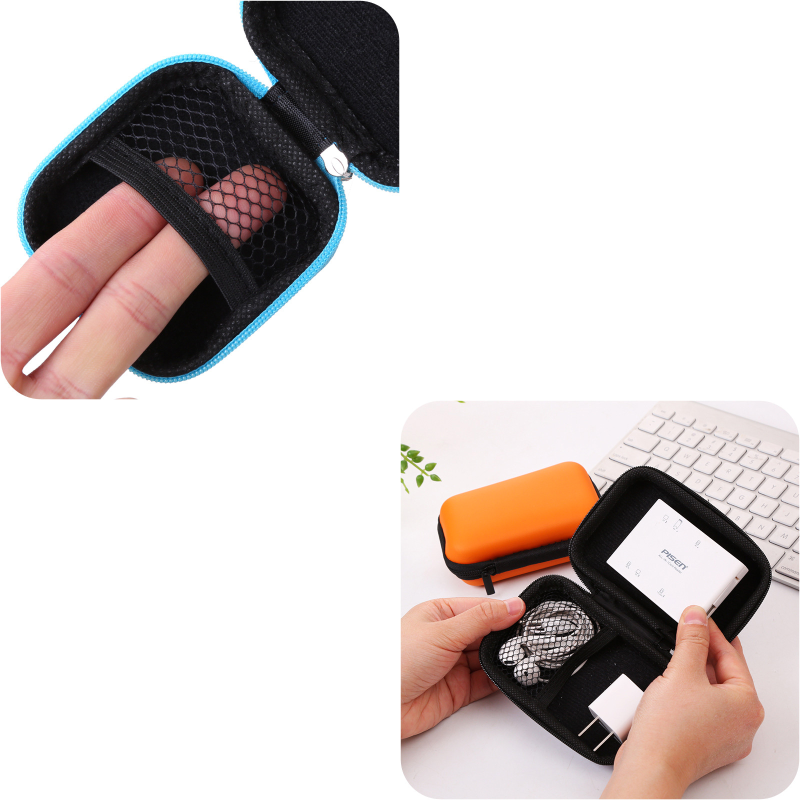 กระเป๋าซิปแบบพกพา ทรงสี่เหลี่ยมจัตุรัส สี่เหลี่ยมผืนผ้า ใส่หูฟัง สายชาร์จ มีให้เลือกหลายสี ดีไซน์สวยงาม