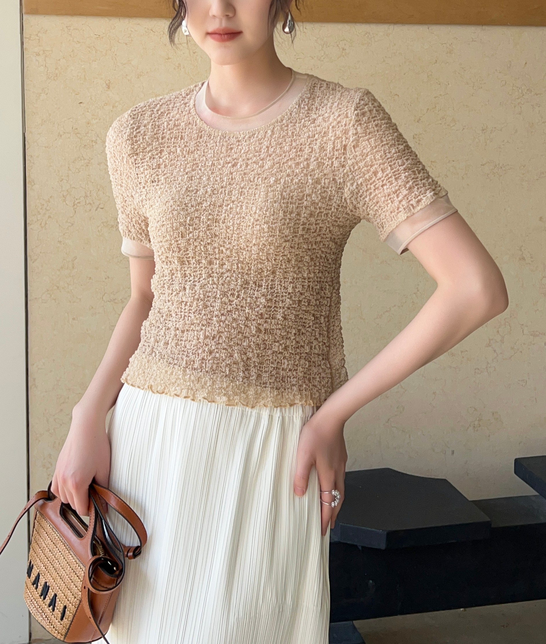 ปรับราคาลง20%!! 2MUAY รุ่น GJO1448 เสื้อพลีทคุณภาพ SMOCK PLEATED TOP 6 สี FREE SIZE