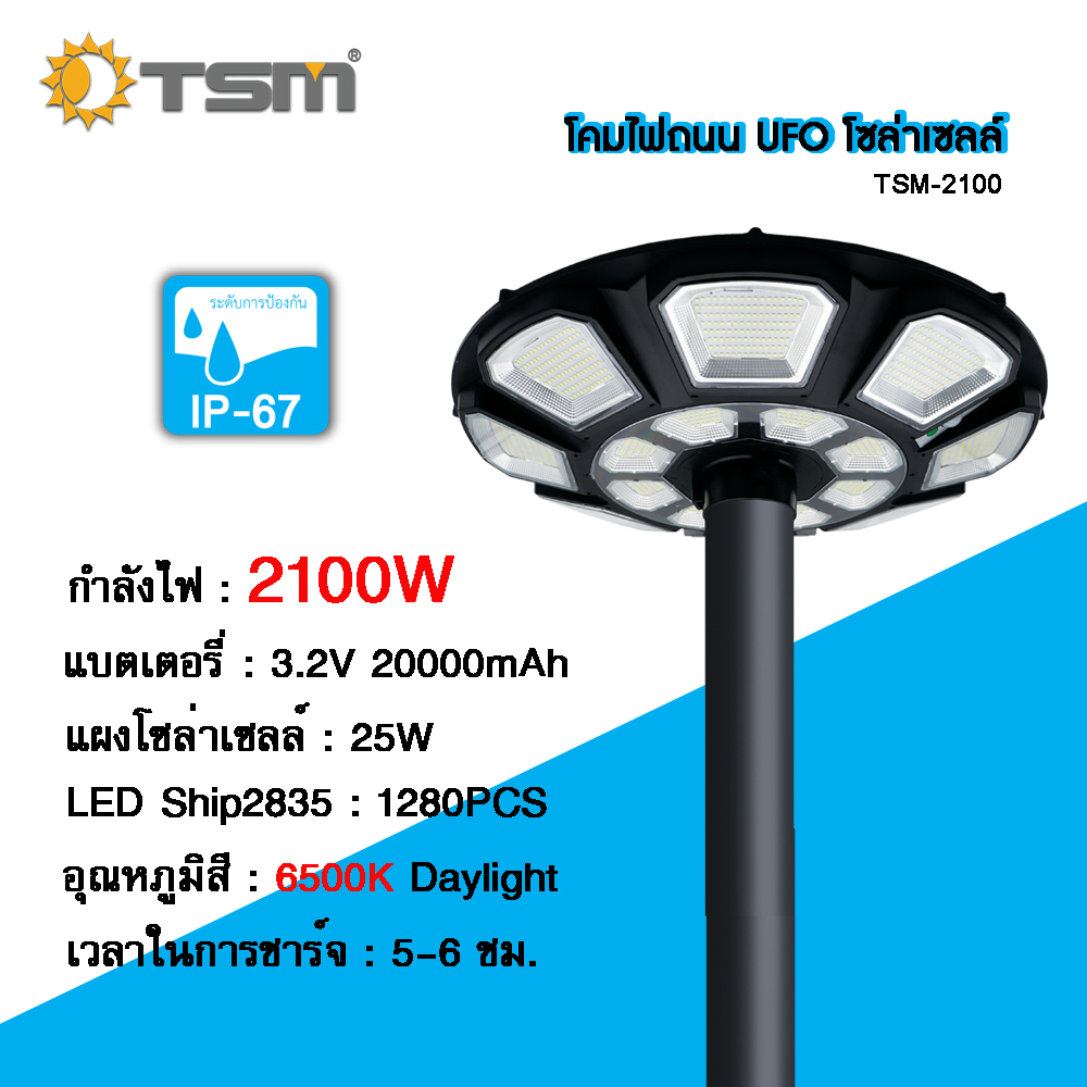 โคมไฟ UFO โคมไฟสนามโซล่าเซลล์ สว่างรอบทิศทาง 360 องศา **ไม่รวมเสา***