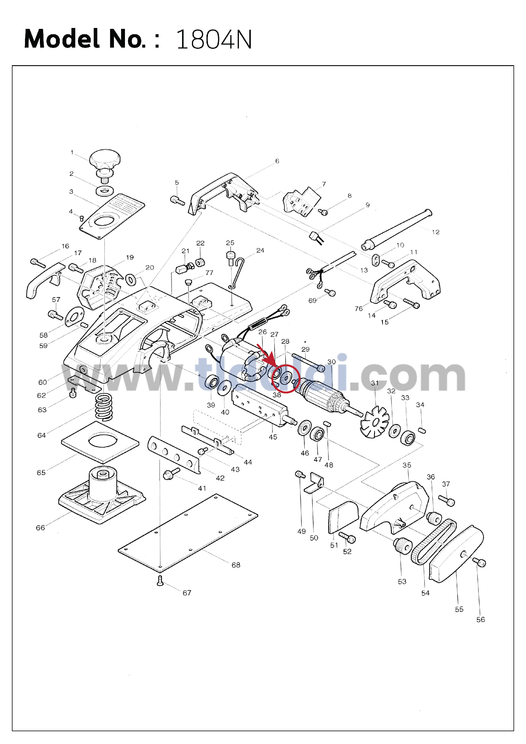 แหวนยางกันฝุ่นเพลากบ, แหวนยางรองลูกปืนทุ่น (แท้) (213051-6) ใช้ได้กับยี่ห้อ Makita มากีต้า รุ่น 1600 #22, 1804N #28, 1805N #47, HM1201, 3501N, 5103N, 5201N, 5401N, 2414 #36, 5402 #39 (213051-6) (อะไหล่แท้100%) แหวนยางกันฝุ่นใหญ่