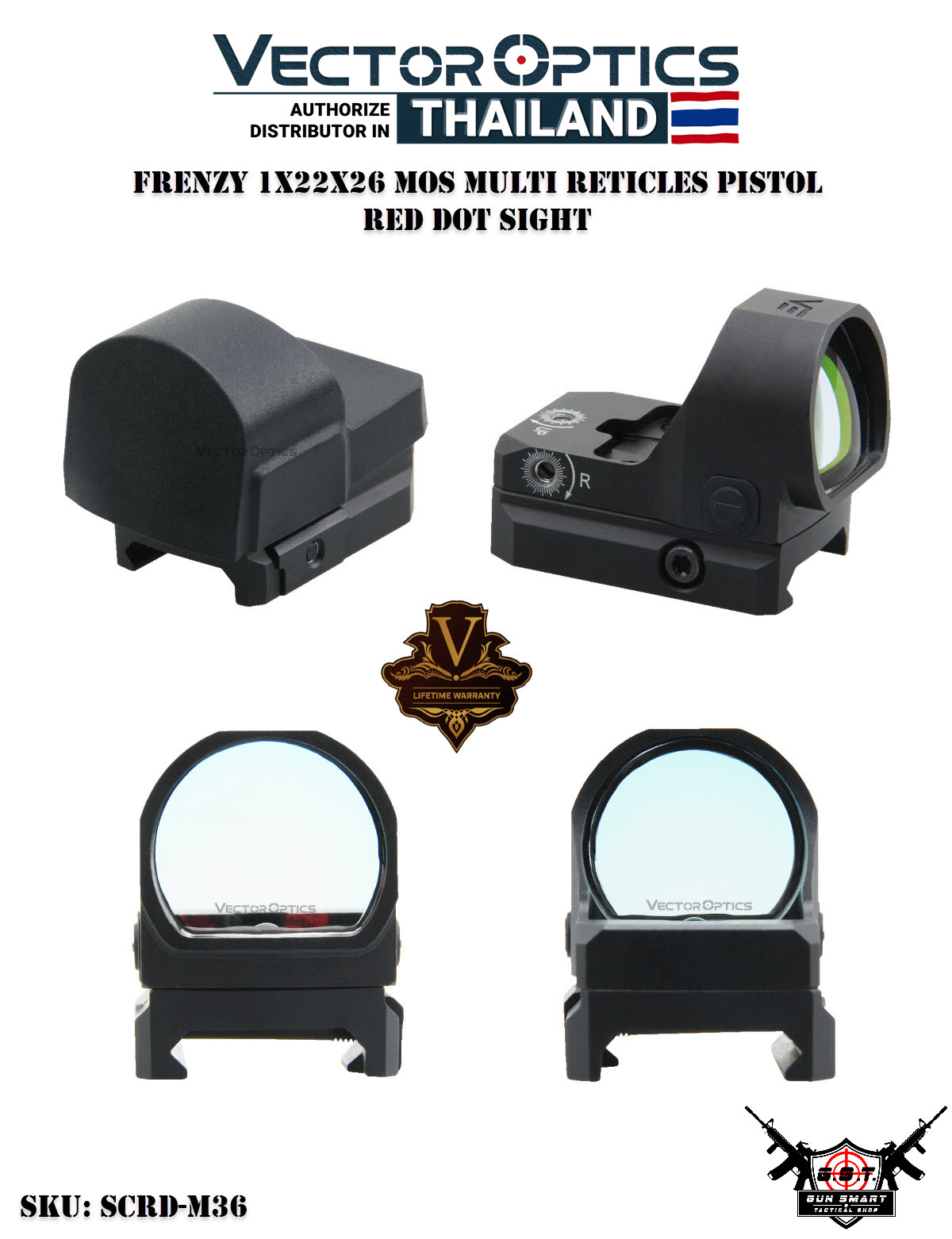 FRENZY 1X22X26 MOS MULTI RETICLES PISTOL RED DOT SIGHT
