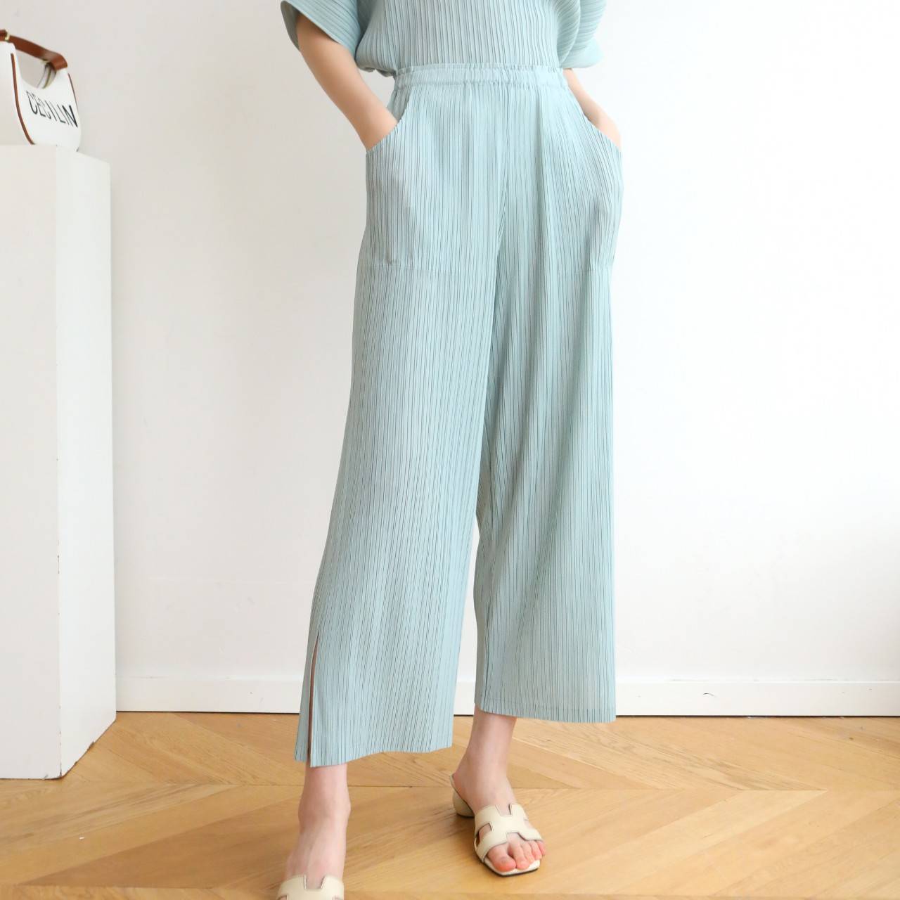 ยาว 35นิ้ว!! 2MUAY BASIC รุ่น GJO7171 กางผู้หญิง กางเกงพลีทคุณภาพ STRAIGHT PLEATED PANTS 16สี FREE SIZE