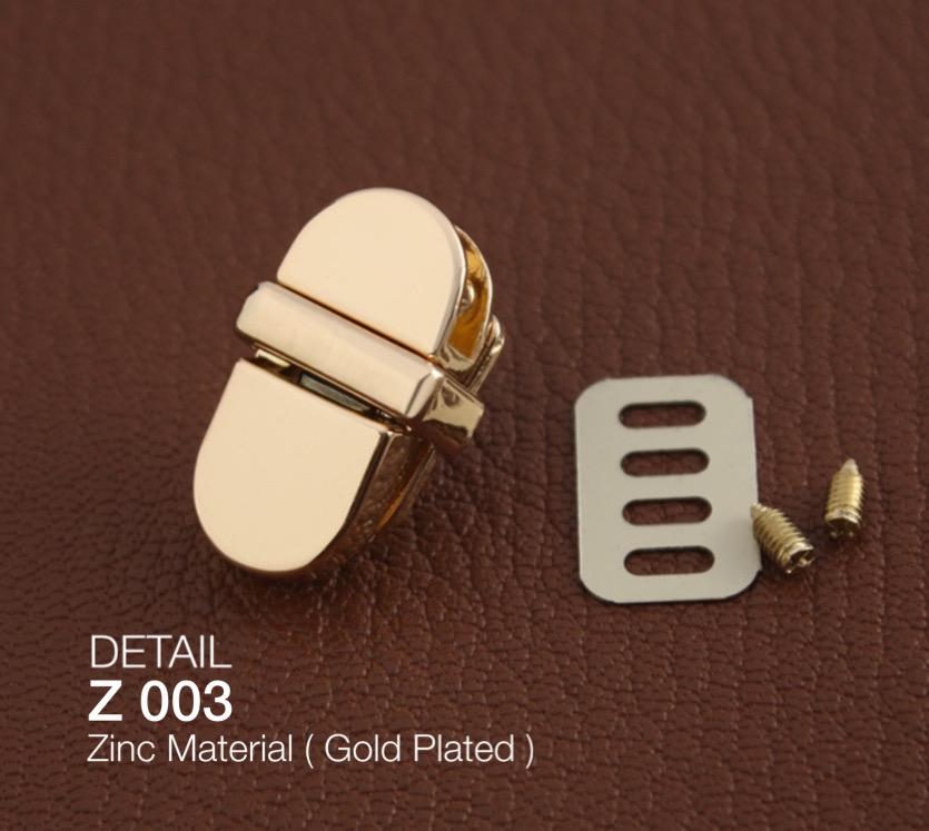 Z003 อะไหล่ล็อกกระเป๋า งานชุบสีทอง ราคาต่อชุด #อะไหล่กระเป๋า #leatherbrass