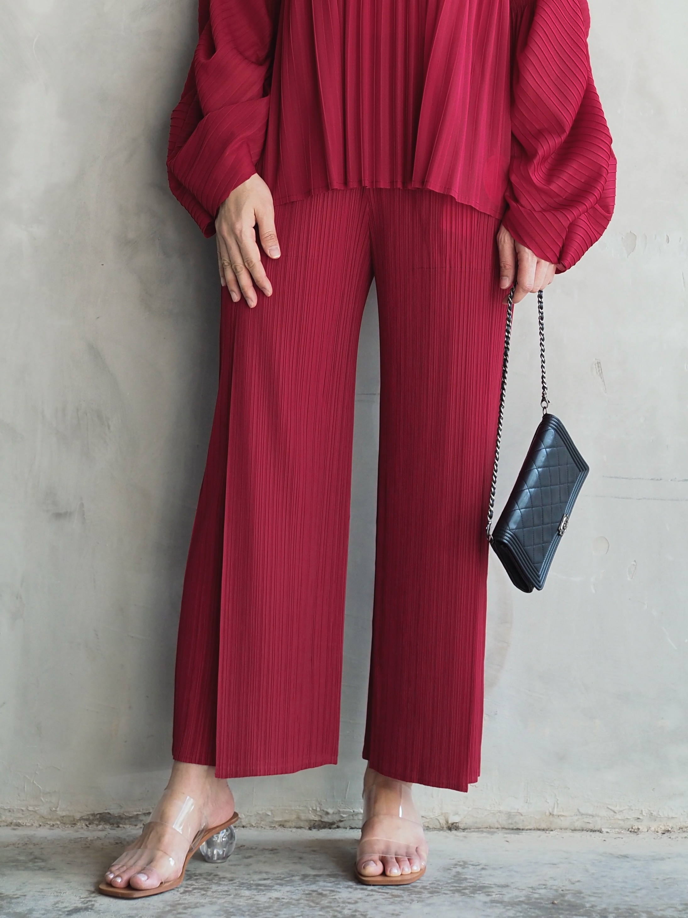 เพิ่มสีใหม่ ยาว37นิ้ว! 2MUAY รุ่น GJO7271 กางเกงอัดพลีทงานคุณภาพ BAT STRAIGHT LAYER PLEATED PANTS 18สี FREE SIZE
