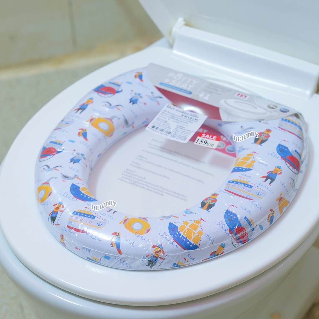 Fin ฝารองชักโครกเด็ก PR1018A-F วัสดุ PP เบาะนิ่ม ใช้งานได้กับชักโครกรุ่นมาตรฐานทุกรุ่น