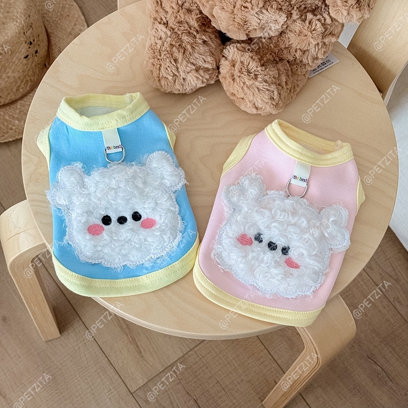 🇹🇭พร้อมส่ง🇹🇭 ❤️🐻❄️ เสื้อแขนกุดสุดน่ารัก ลายหน้าน้องหมีขาวขนปุย เสื้อสัตว์เลี้ยง สุนัข หมา แมว